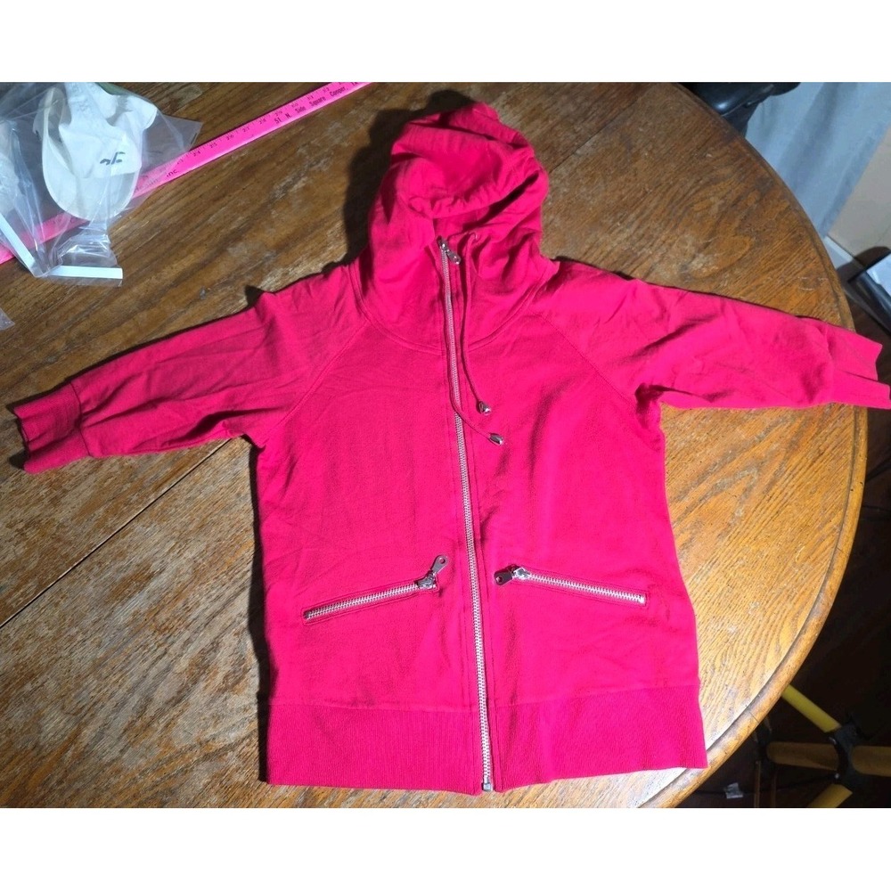 Vintage Forever 21 Zip-Up Short Sleeve Red Hoodie Y2K 00s